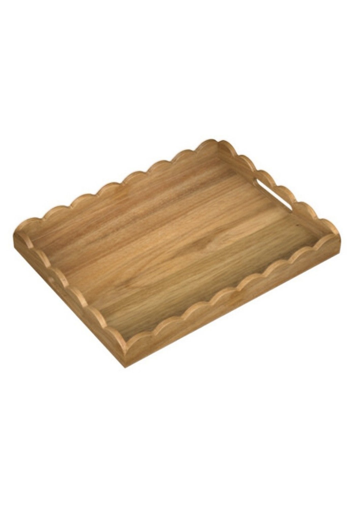 HC Scalloped edge wooden tray 45x34x5cm